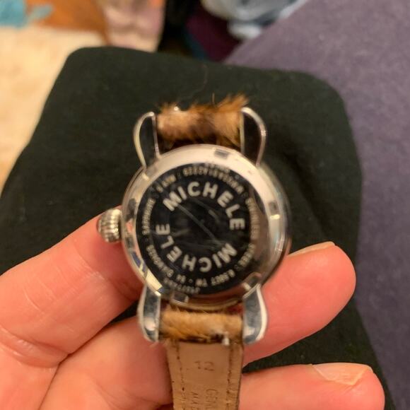 vintage MICHELE CDX DIAMOND WATCH LEOPARD BAND - Picture 6 of 8